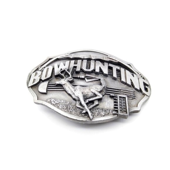 Vintage Bow Hunting Belt Buckle, Pewter 1987 Siskiyou Dimensional Running Buck - Picture 2 of 3